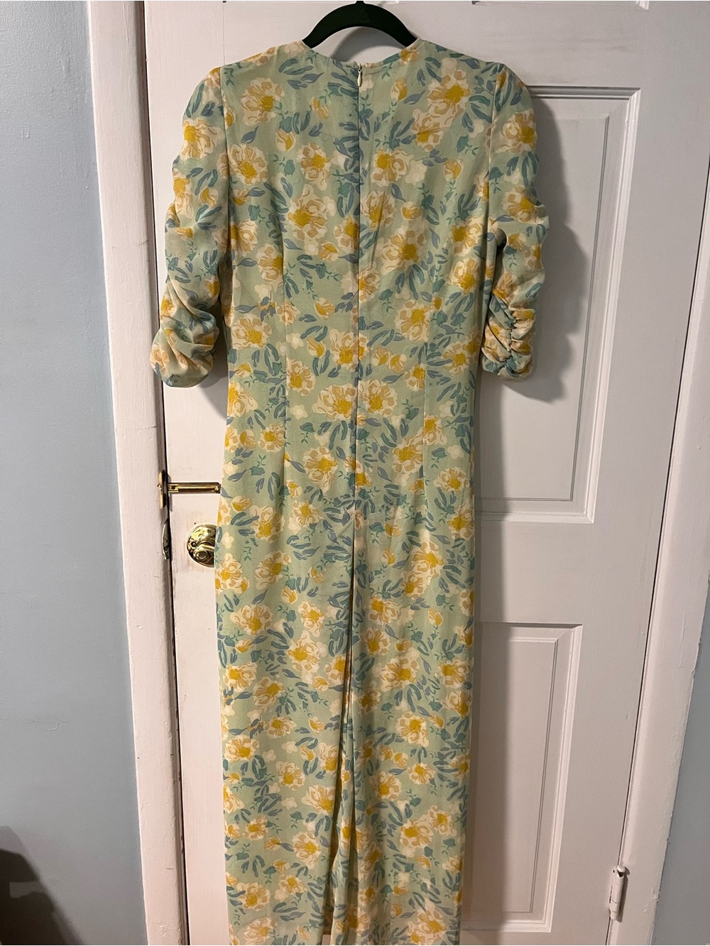 easel Green Floral Long Sleeve Maxi Dress with Purple Accents - Picture 3 of 7